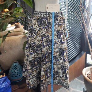 Vintage Wrap Belted Multi Print Circle Skirt